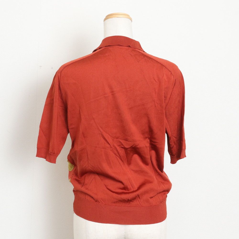 Hermes Tag Twill Rene Switch Short Sleeve Polo Shirt Silk 100% 36 Knit Top Mbm — view 3