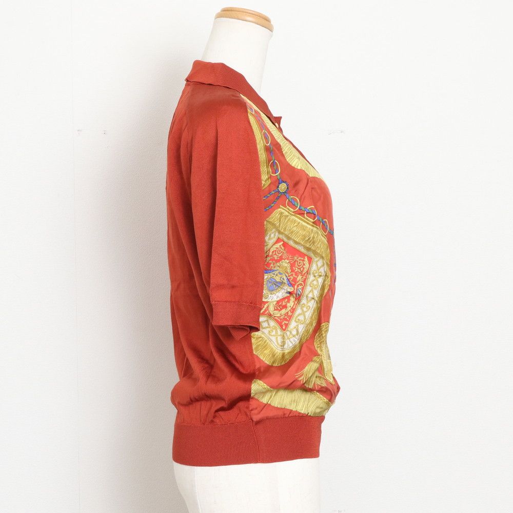 Hermes Tag Twill Rene Switch Short Sleeve Polo Shirt Silk 100% 36 Knit Top Mbm — view 4