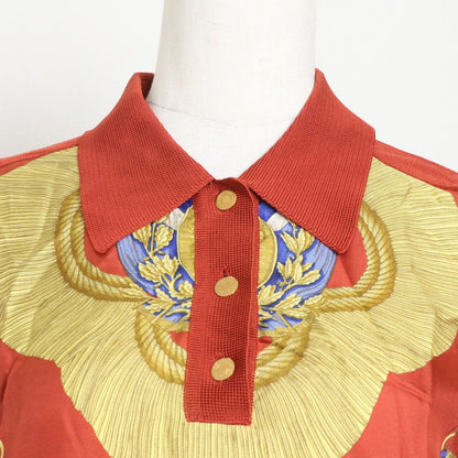 Hermes Tag Twill Rene Switch Short Sleeve Polo Shirt Silk 100% 36 Knit Top Mbm — view 5