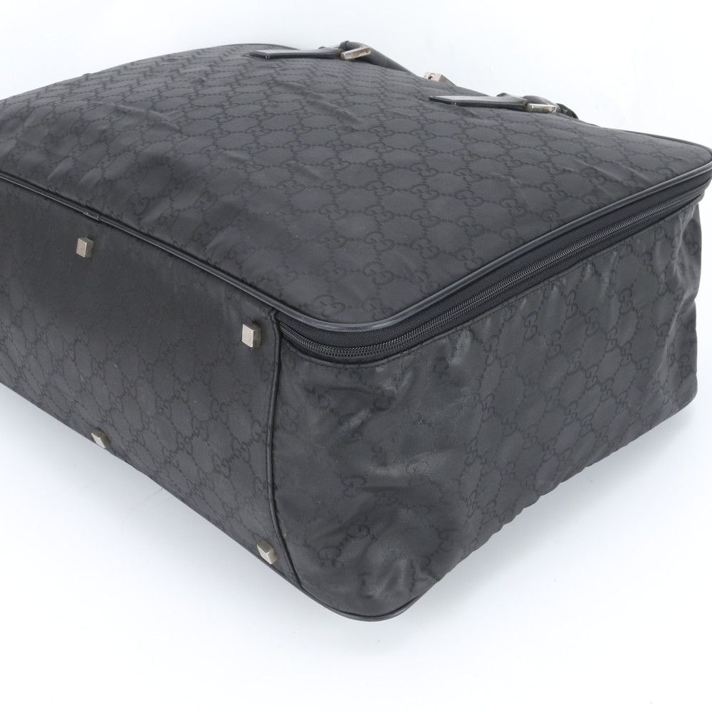 Gucci GG Nylon .11 Leather Boston Bag Business Travel Tote Carry Black Enm — view 6