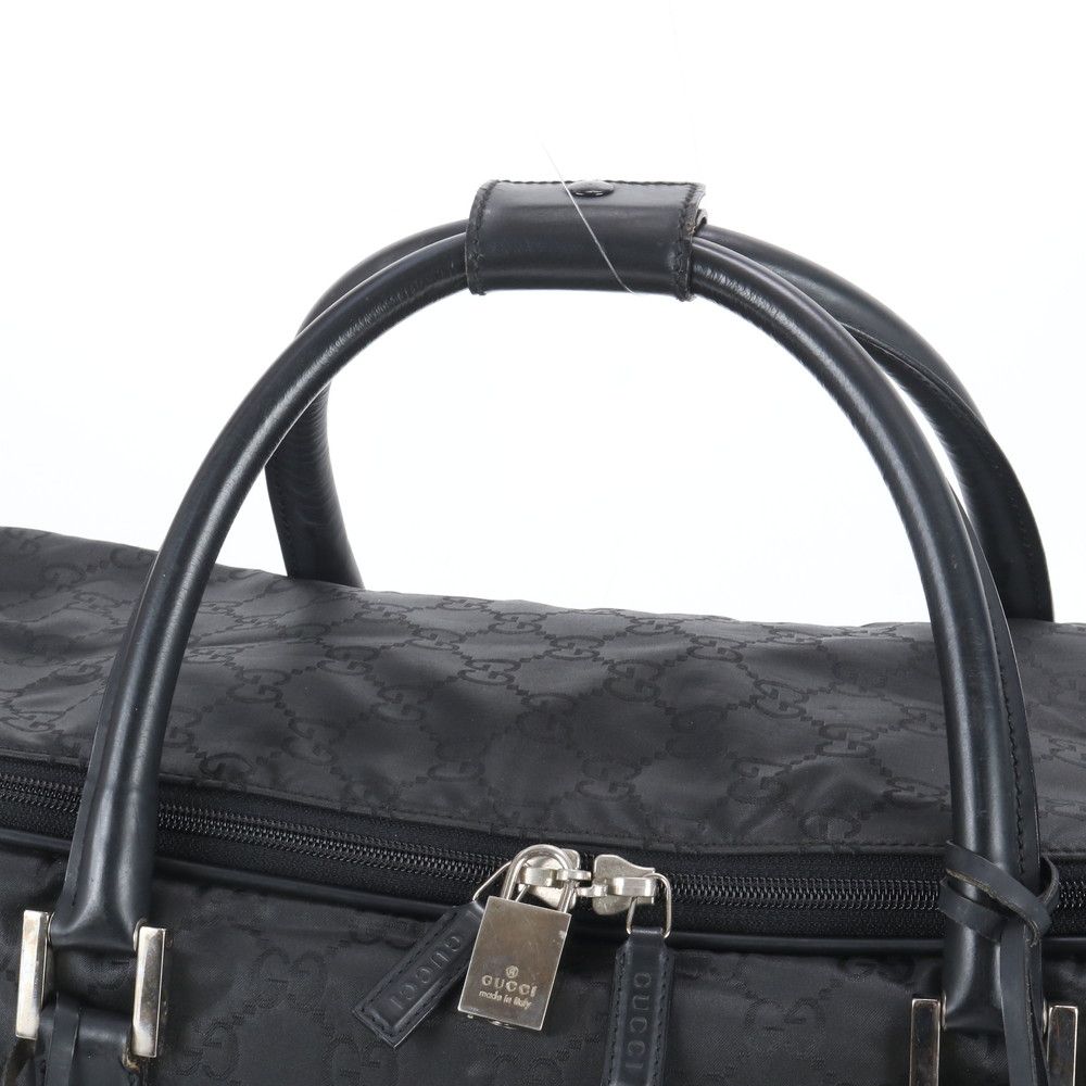 Gucci GG Nylon .11 Leather Boston Bag Business Travel Tote Carry Black Enm — view 2