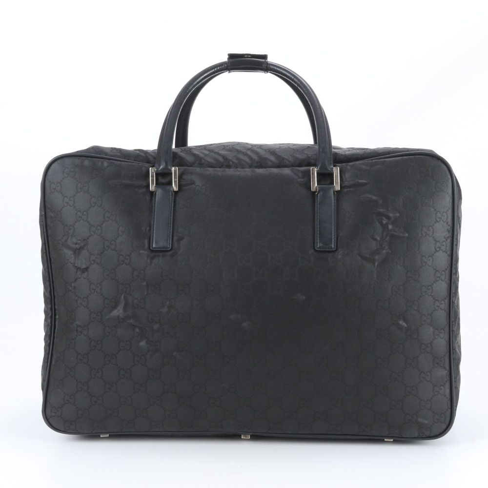 Gucci GG Nylon .11 Leather Boston Bag Business Travel Tote Carry Black Enm — view 3