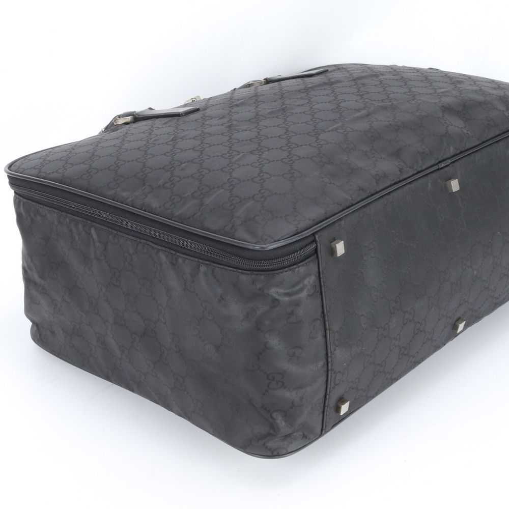 Gucci GG Nylon .11 Leather Boston Bag Business Travel Tote Carry Black Enm — view 4