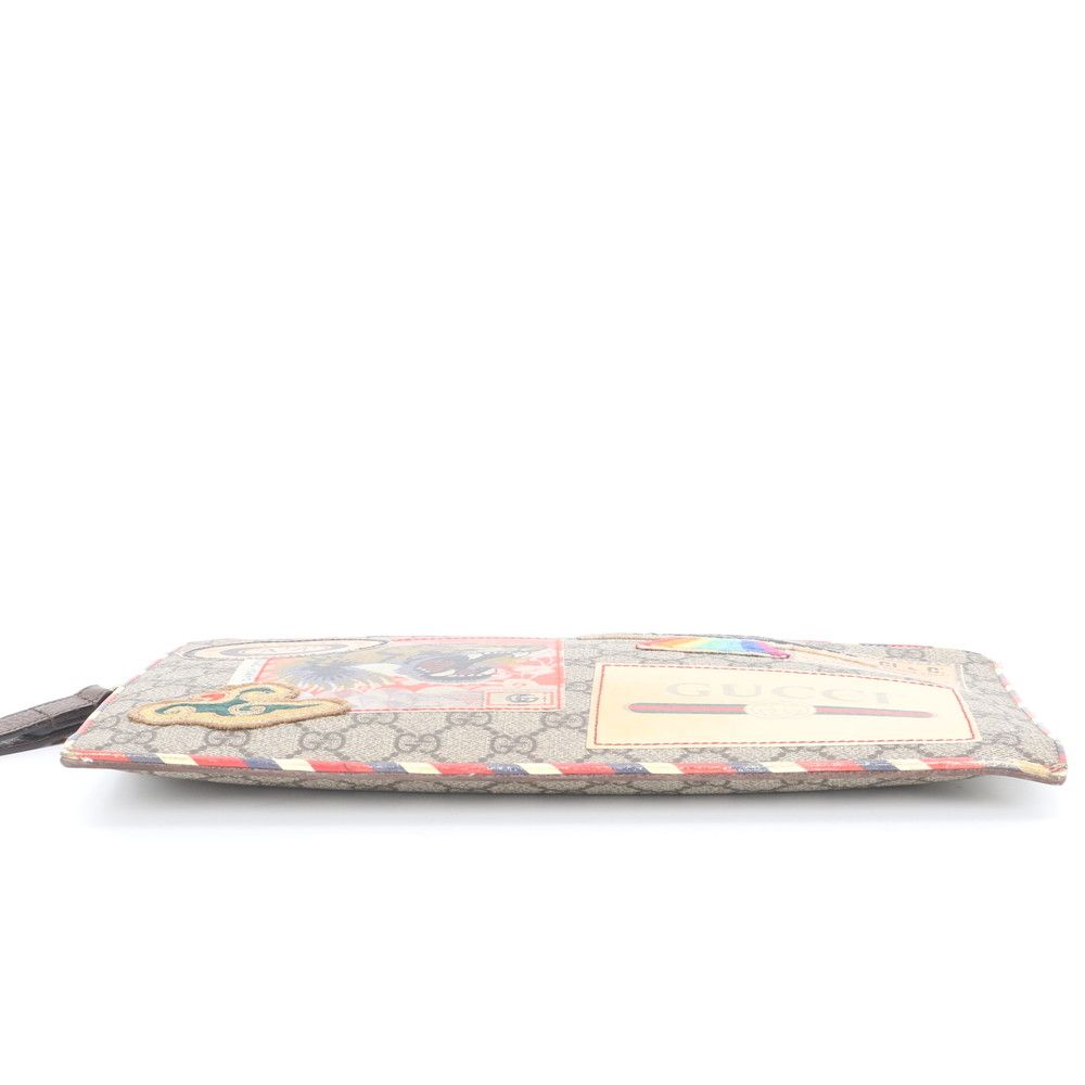 Gucci GG Supreme Courier Patch Tiger Leather Clutch Pouch Enm — view 5