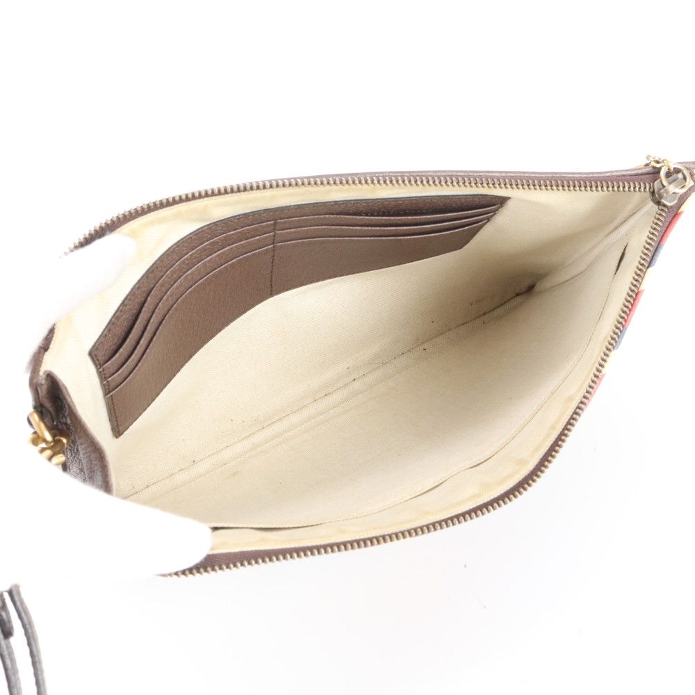 Gucci GG Supreme Courier Patch Tiger Leather Clutch Pouch Enm — view 7