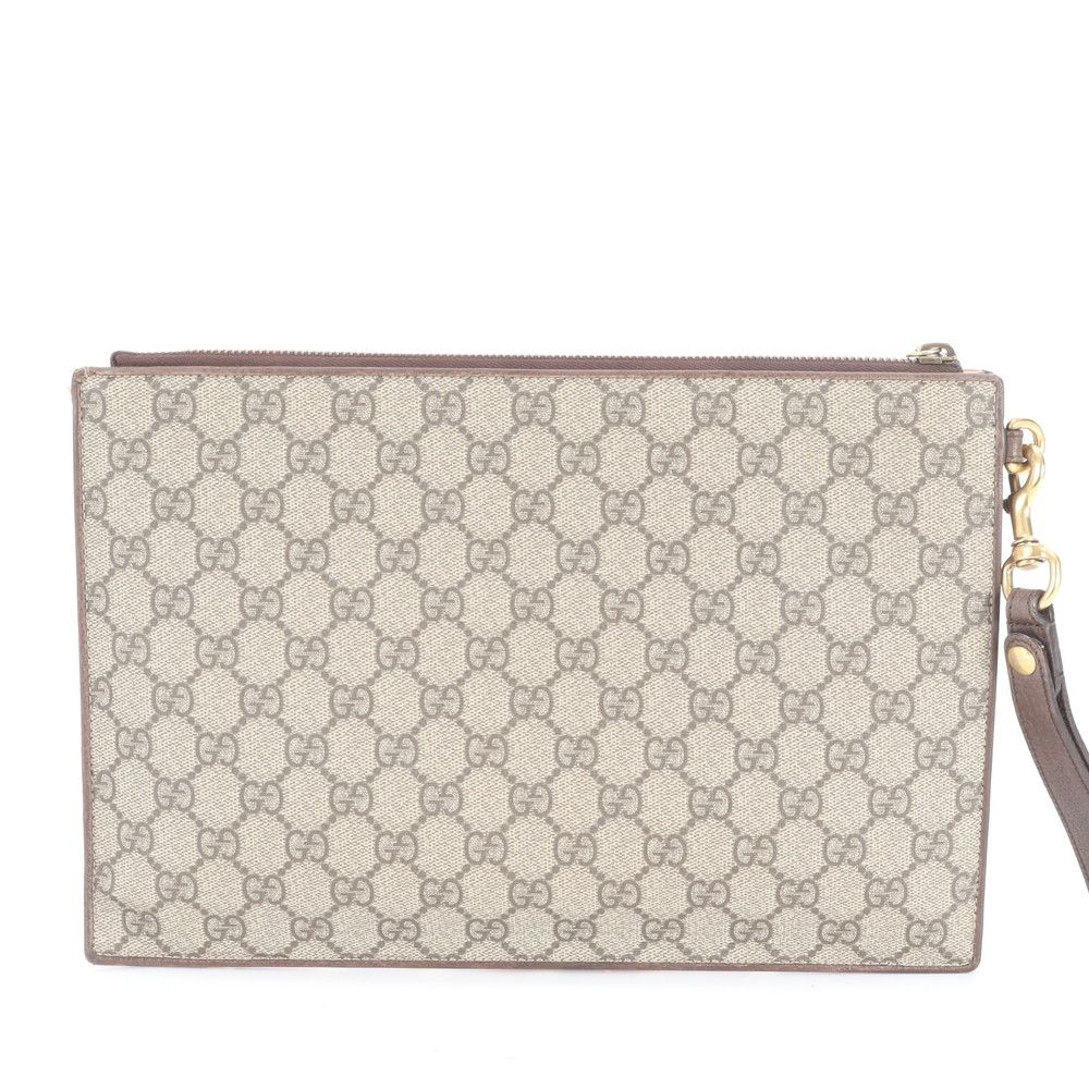Gucci GG Supreme Courier Patch Tiger Leather Clutch Pouch Enm — view 3