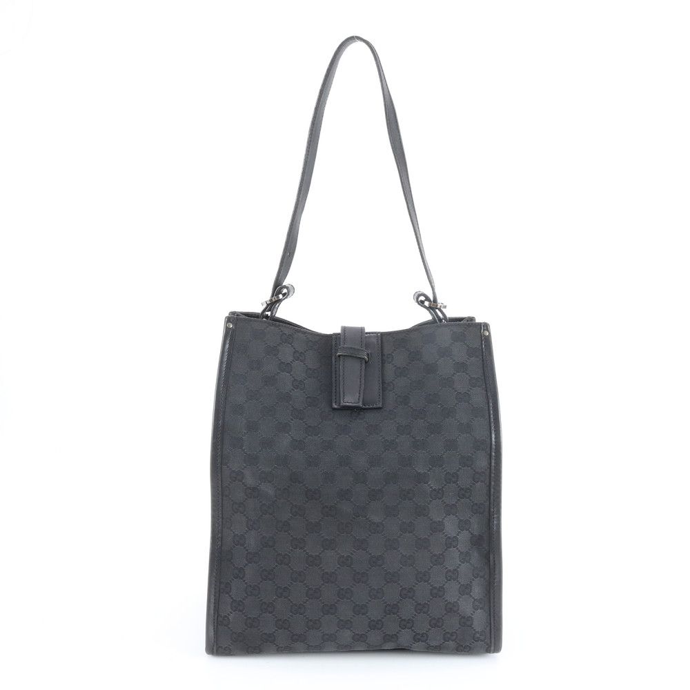 Gucci GG Canvas Leather Shoulder Bag Tote Hand Black