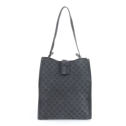 Gucci GG Canvas Leather Shoulder Bag Tote Hand Black
