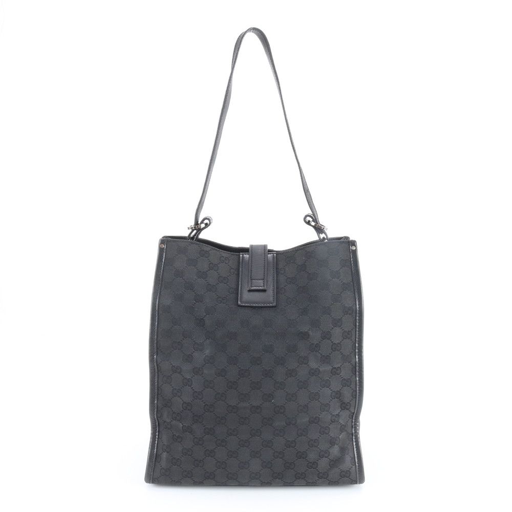 Gucci GG Canvas Leather Shoulder Bag Tote Hand Black — view 3