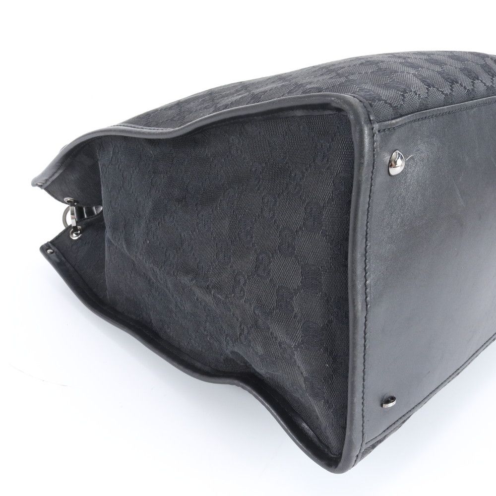 Gucci GG Canvas Leather Shoulder Bag Tote Hand Black — view 6