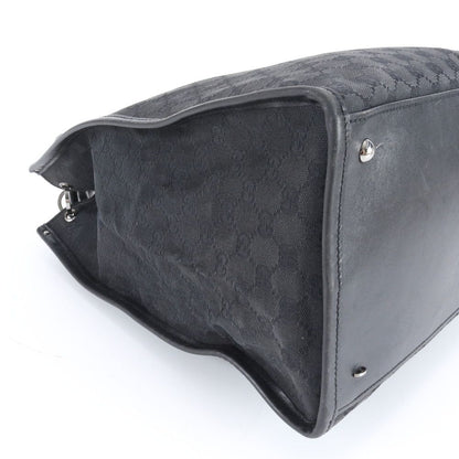 Gucci GG Canvas Leather Shoulder Bag Tote Hand Black — view 6