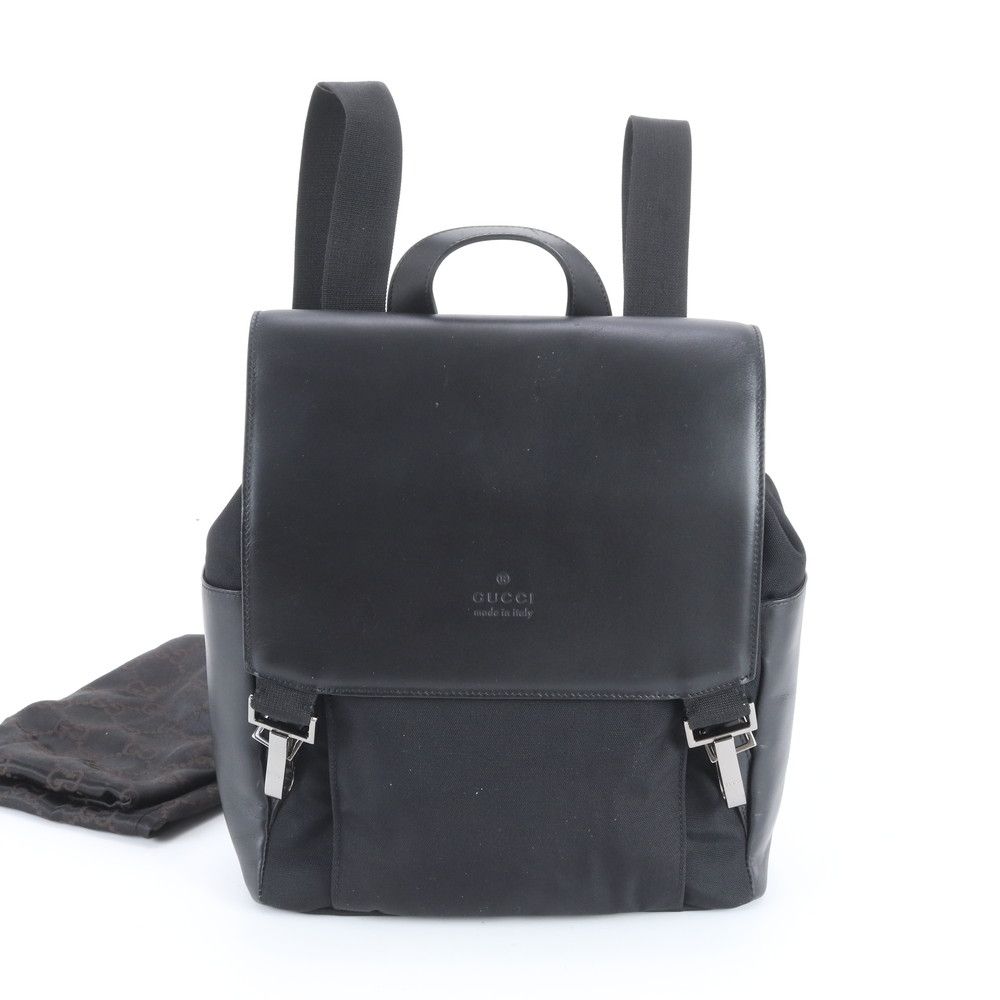 Gucci 003 Leather Nylon Backpack Black Ebm