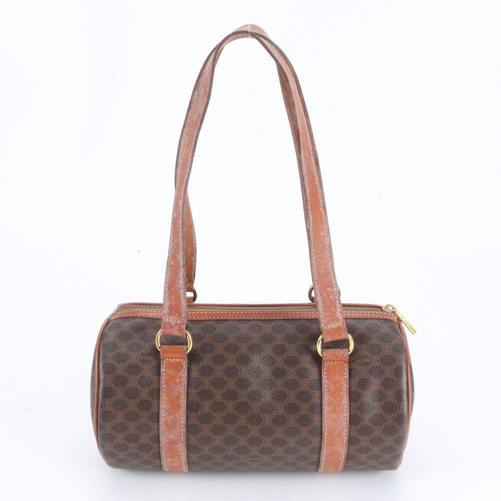 Celine Macadam Mini Boston Leather Handbag Tote Brown — view 3