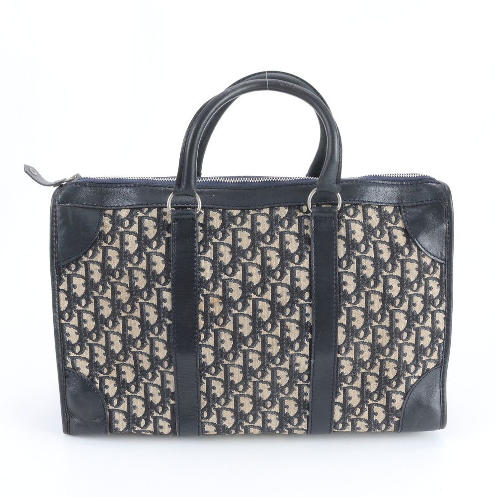 Dior Trotter Mini Boston Leather Tote Hand Navy Rem
