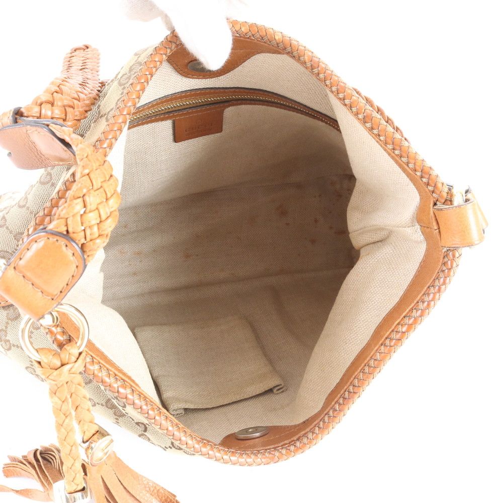 Gucci GG Canvas Marrakech Leather Shoulder Bag Hand Brown Rem — view 7