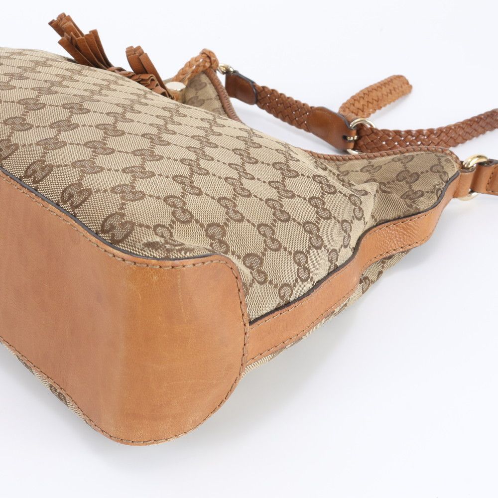Gucci GG Canvas Marrakech Leather Shoulder Bag Hand Brown Rem — view 4