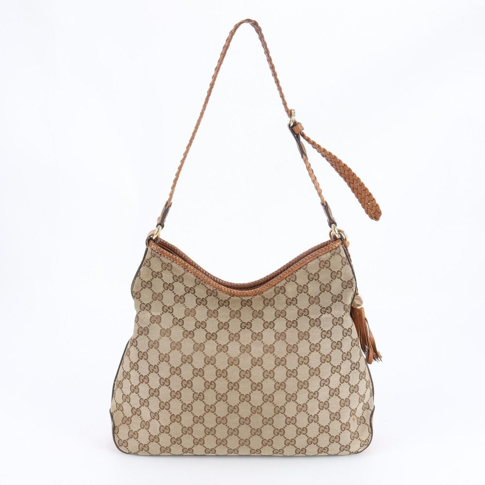 Gucci GG Canvas Marrakech Leather Shoulder Bag Hand Brown Rem — view 3