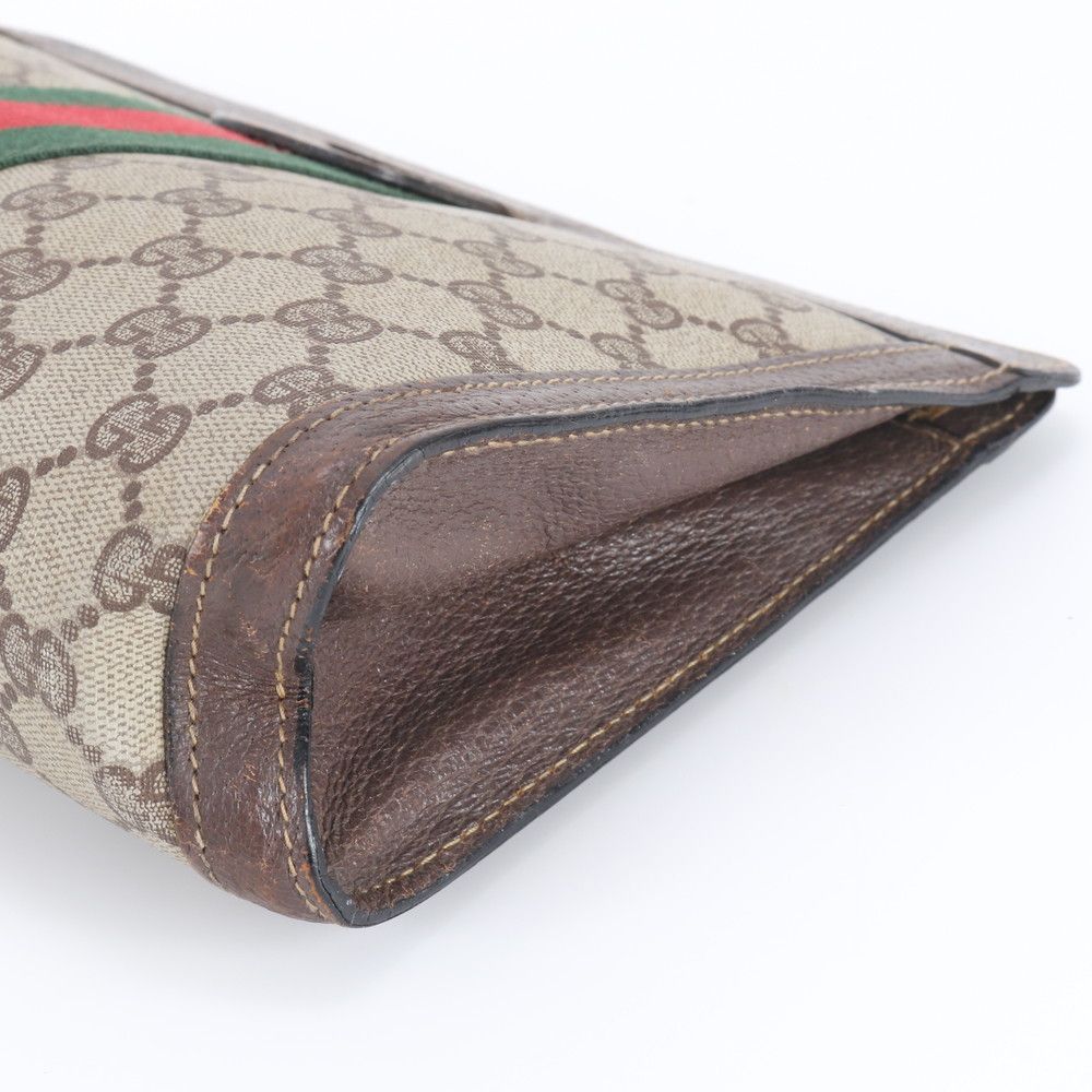 Gucci GG Supreme Sherry Line Leather Second Bag Messenger Business Brown Rem — view 3