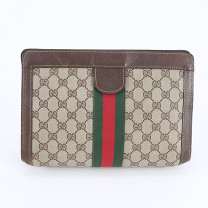 Gucci GG Supreme Sherry Line Leather Second Bag Messenger Business Brown Rem — view 2