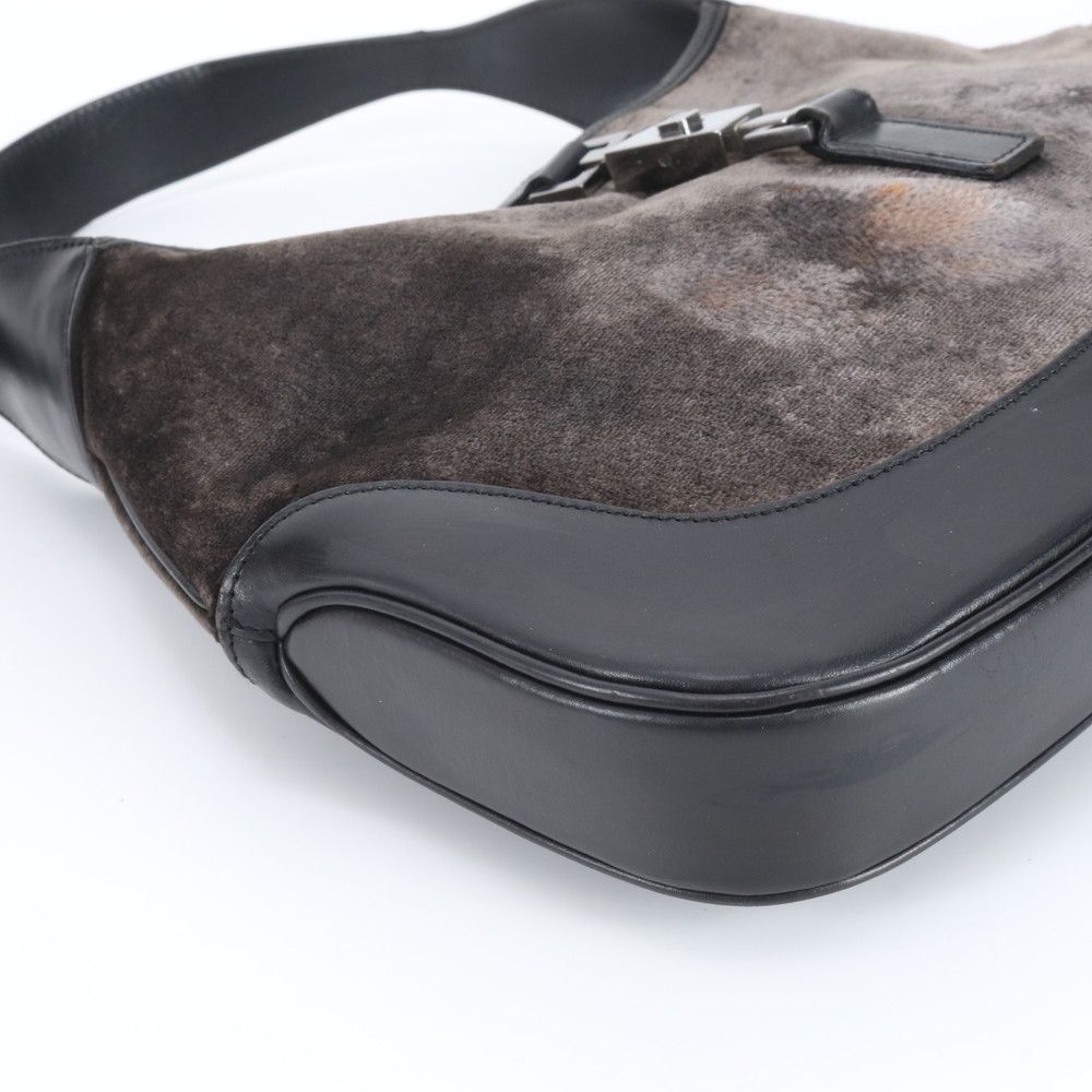 Gucci Jackie Velour 001 Leather Shoulder Bag Hand Black Gray Rem — view 6