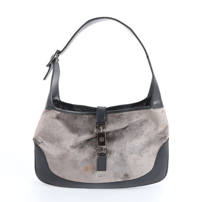 Gucci Jackie Velour 001 Leather Shoulder Bag Hand Black Gray Rem