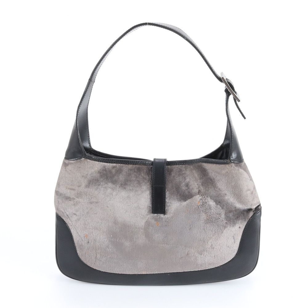 Gucci Jackie Velour 001 Leather Shoulder Bag Hand Black Gray Rem — view 3