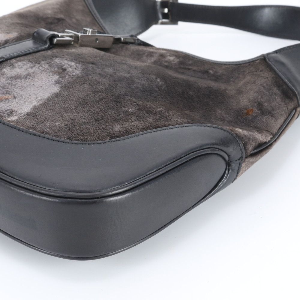 Gucci Jackie Velour 001 Leather Shoulder Bag Hand Black Gray Rem — view 4