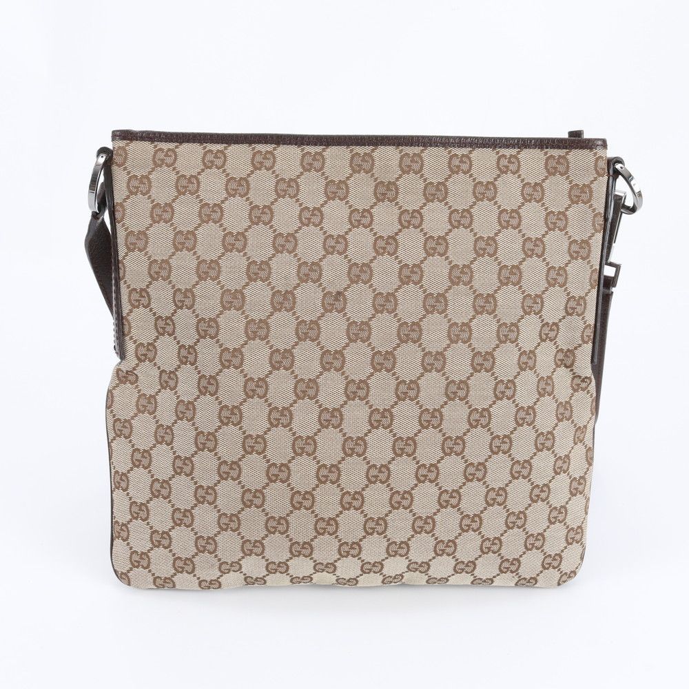 Gucci GG Canvas Leather Shoulder Bag Crossbody Messenger Brown Rem — view 3