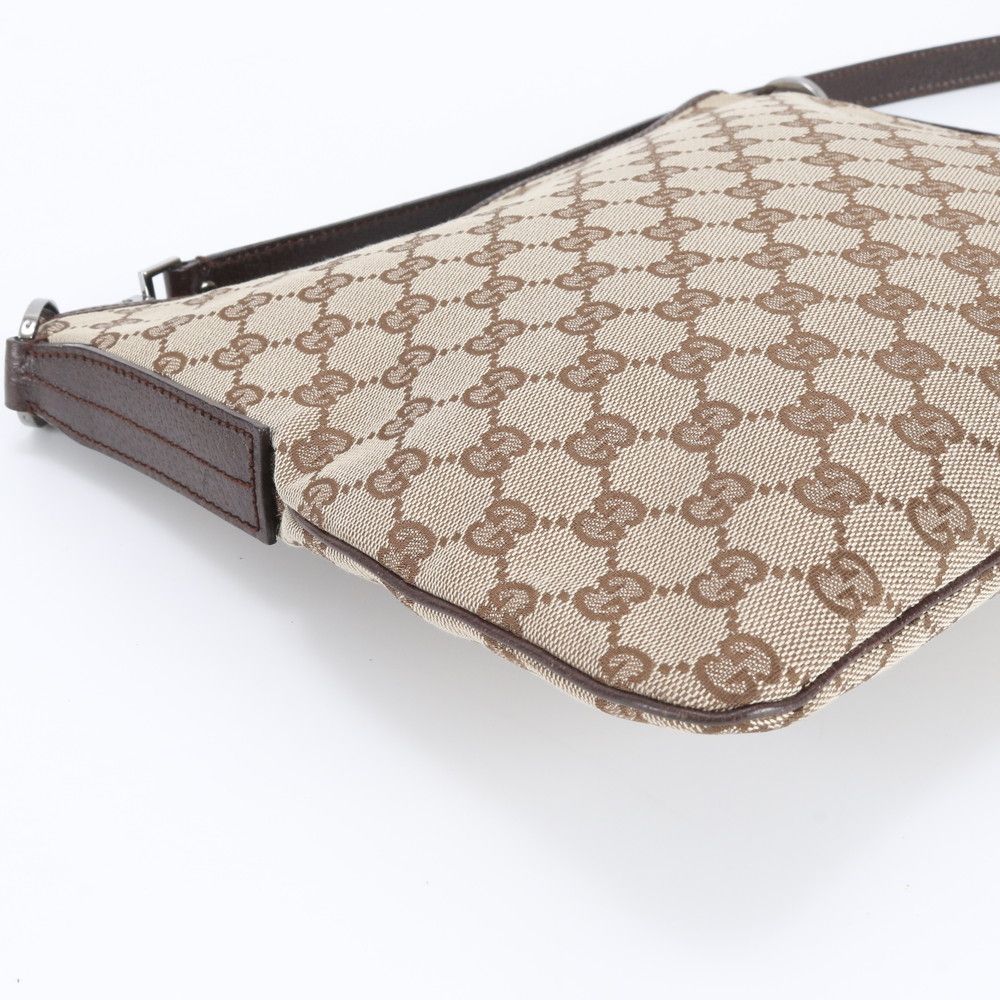 Gucci GG Canvas Leather Shoulder Bag Crossbody Messenger Brown Rem — view 6