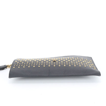 Gucci Tiger Head Leather Clutch Pouch Black Enm — view 5
