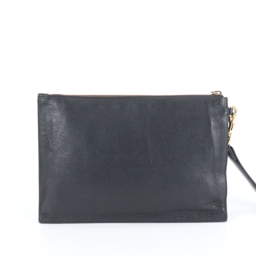 Gucci Tiger Head Leather Clutch Pouch Black Enm — view 3