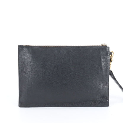 Gucci Tiger Head Leather Clutch Pouch Black Enm — view 3