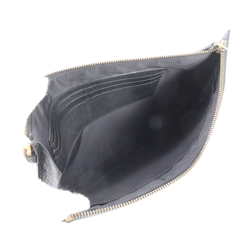 Gucci Tiger Head Leather Clutch Pouch Black Enm — view 7