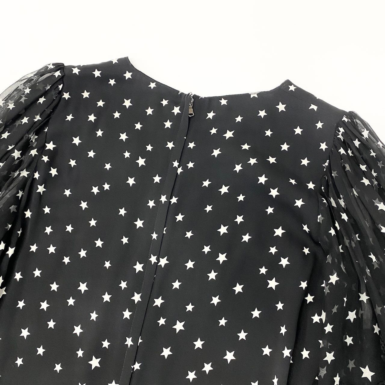 Dolce & Gabbana Lace Contrast Star Print Dress Pattern Sheer Puff Sleeve 38 — view 5