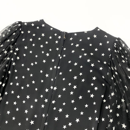 Dolce & Gabbana Lace Contrast Star Print Dress Pattern Sheer Puff Sleeve 38 — view 5