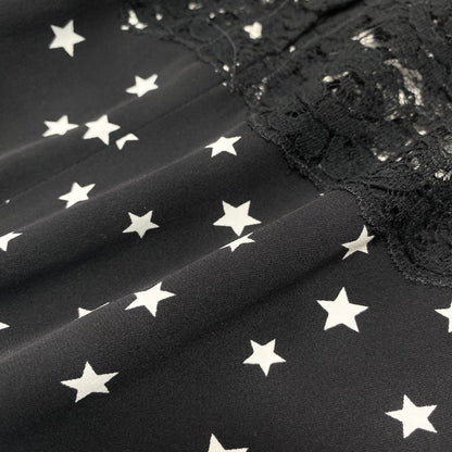 Dolce & Gabbana Lace Contrast Star Print Dress Pattern Sheer Puff Sleeve 38 — view 6
