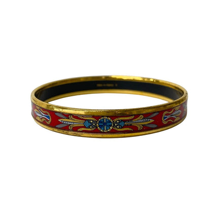 Hermes Bangle Enamel Red Gold Multi Bracelet — view 3