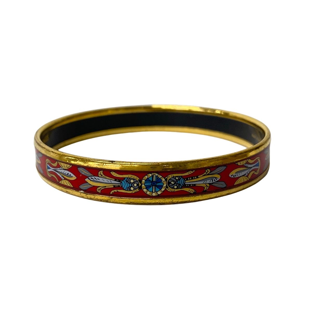 Hermes Bangle Enamel Red Gold Multi Bracelet — view 2