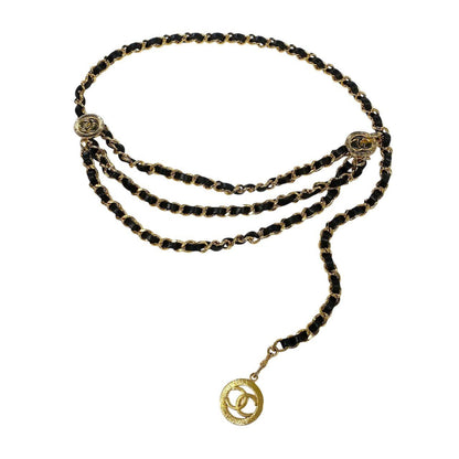 Chanel E8 CC Logo Chain Belt Black Gold