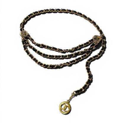 Chanel E8 CC Logo Chain Belt Black Gold — view 2
