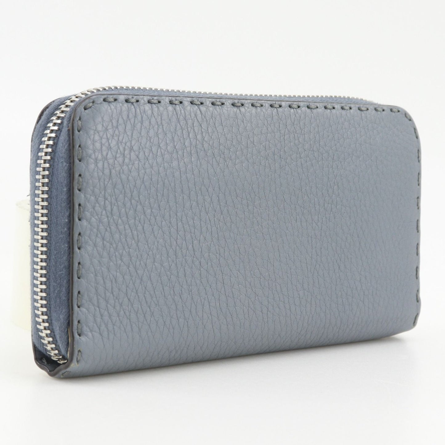 Fendi Zip Around Selleria Leather Light Blue Wallet — view 3