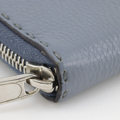 Fendi Zip Around Selleria Leather Light Blue Wallet — view 5