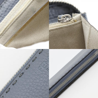 Fendi Zip Around Selleria Leather Light Blue Wallet — view 9