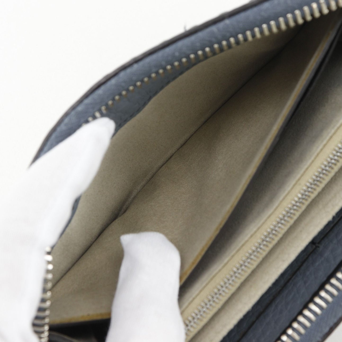 Fendi Zip Around Selleria Leather Light Blue Wallet — view 6