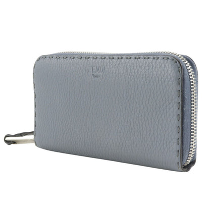 Fendi Zip Around Selleria Leather Light Blue Wallet — view 2