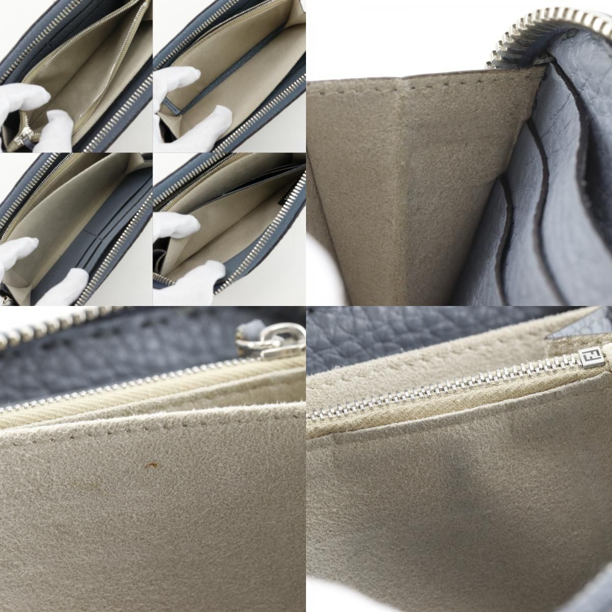 Fendi Zip Around Selleria Leather Light Blue Wallet — view 8