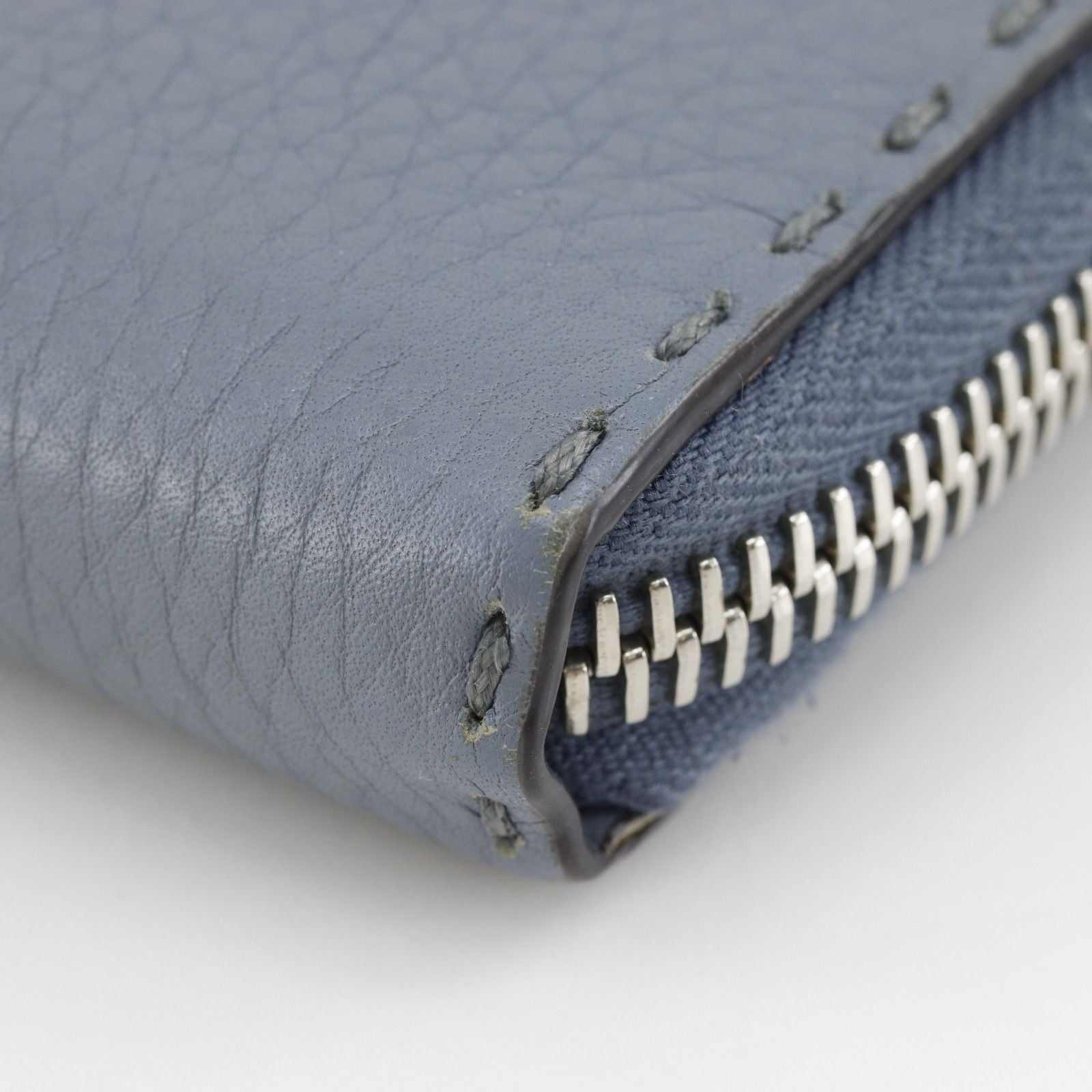 Fendi Zip Around Selleria Leather Light Blue Wallet — view 4