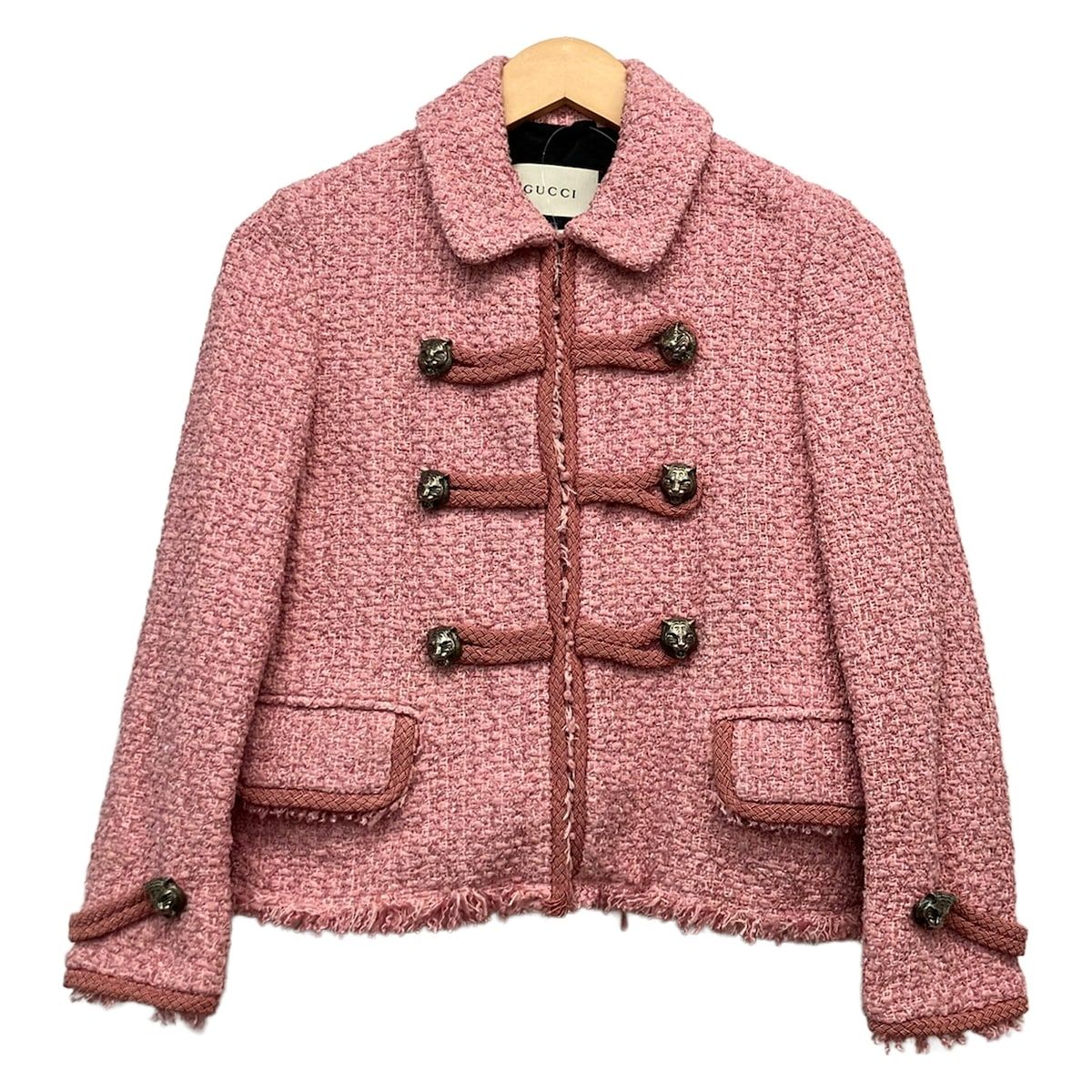 Gucci Jacket 40 M Pink Long Sleeve Tweed Autumn Winter