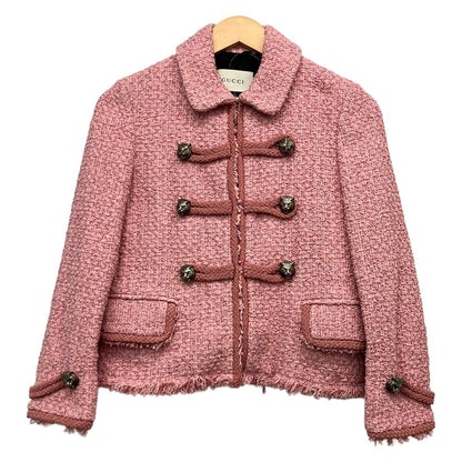 Gucci Jacket 40 M Pink Long Sleeve Tweed Autumn Winter