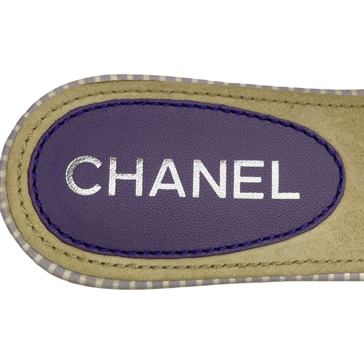 Chanel Mules 35 Violet Stripe Silver Leather — view 5